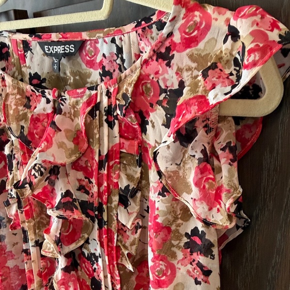 Express Women's Floral Ruffled Babydoll Fairy Blouse, New with Tags, Small - Picture 4 of 11